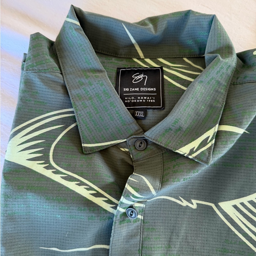 Sig Zane Olive Green Dress Shirt